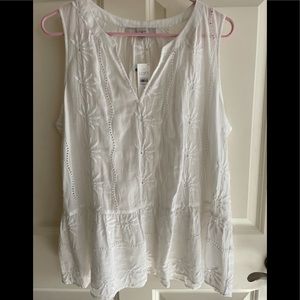 NWT loft white eyelet sleeveless blouse